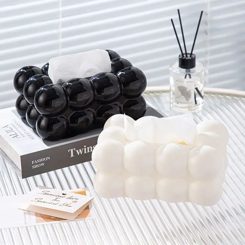 Nordic Style Cotton Candy Aesthetic Tissue Box Cream Air Living Room Coffee Table Storage Box Paper Drawing Design