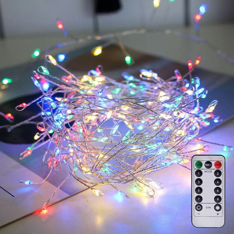 10M USB Power 100LED Firecracker Fairy Lights Remote Control Dimmable Timer String Lights Wedding Party Garden Christmas Light