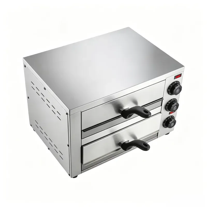 Commercial 16-inch Electric Double Layer Pizza Oven 2460W 220V Desktop Stainless Steel Oven for Bakeries and Restaurants