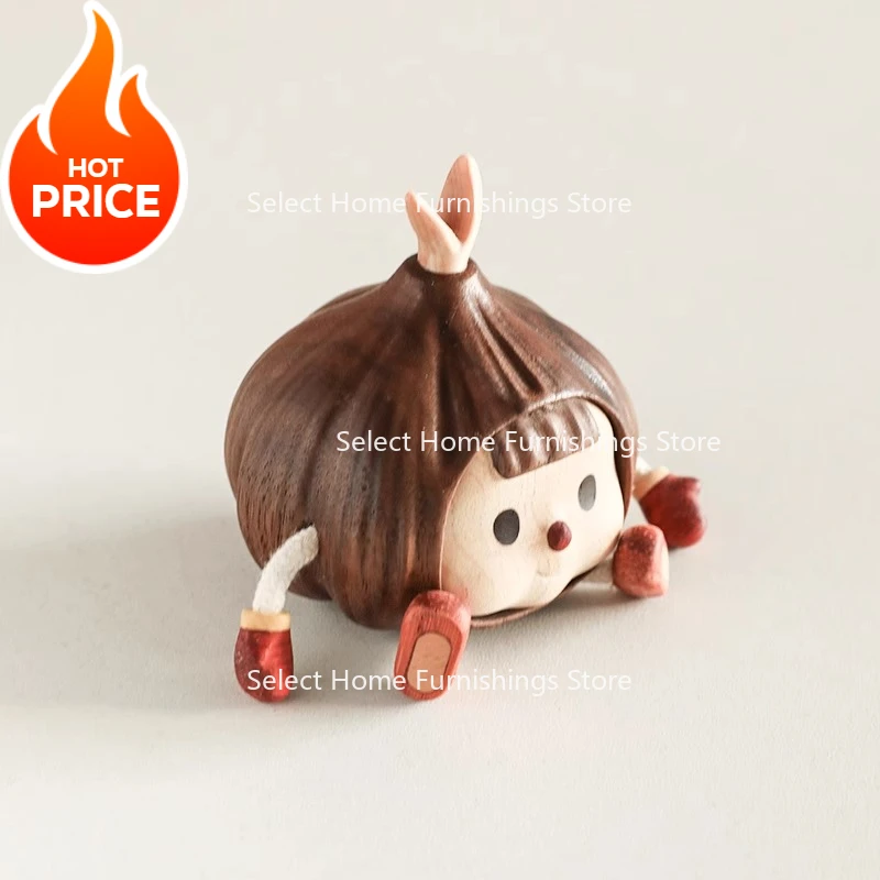 Suitable for Bamboo Cartoon Carving Fruit Accessories, Cute Solid Wood Creative Desktop Study Decoration and Gifts