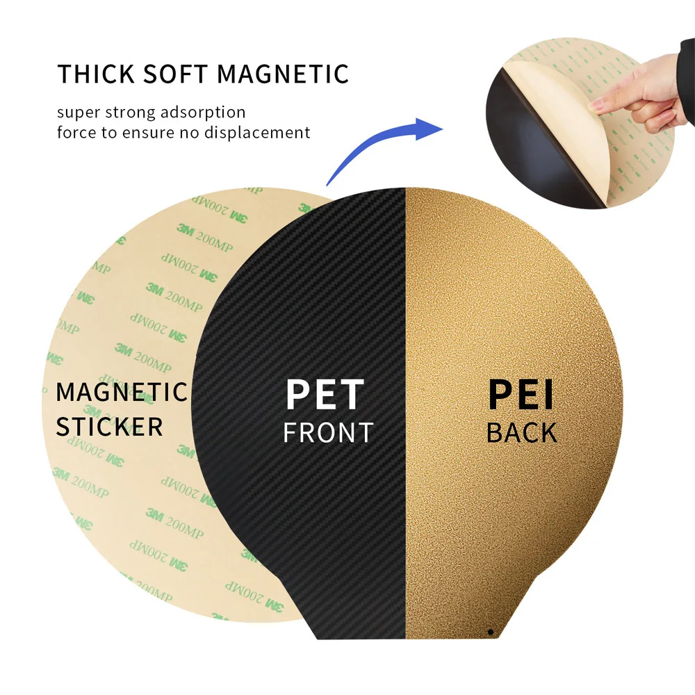 PEI Sheet Round Dia 220/240/265/270/309mm Magnetic Spring Steel Sheet PET/PEO For Rostock Delta Kossel Flsun Super Racer V400