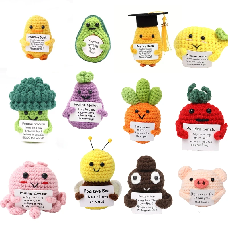 1 Pcs Mini Positive Energy Potato Hug Pocket Mini Handmade Plush Wool Knitting Doll with Card Funny Birthday Christams Gift
