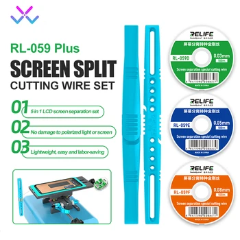 RELIFE RL-059 artı 5in1 0.03 0.05 0.08mm ayırma ekran bölünmüş kesme tel telefon LCD ekranı ayırma onarım araçları için Set