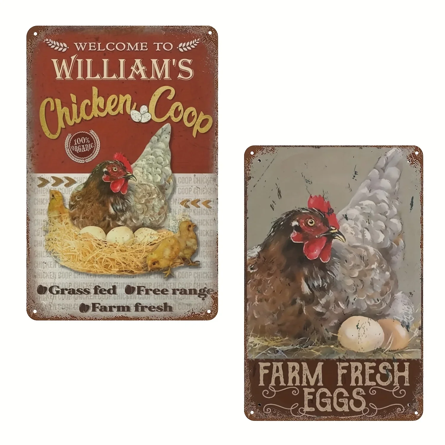 

Welcome To Chicken Coop Metal Tin Sign, Chicken Metal Home Farmhouse Cottage Club Store Sign Farm Metal Wall Panel Decoration