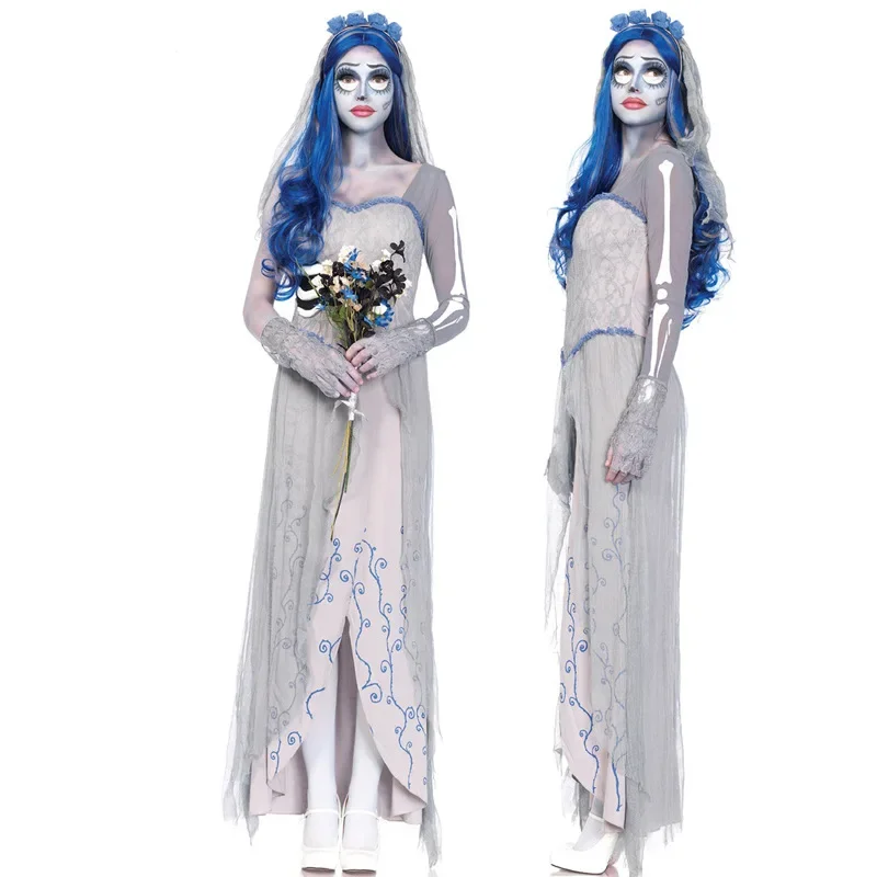 

Dress for Female Devil Cosplay Party Devil Corpse Bride Costumes Wig Halloween Women Scary Vampire Costume Clothes Witch Dresses