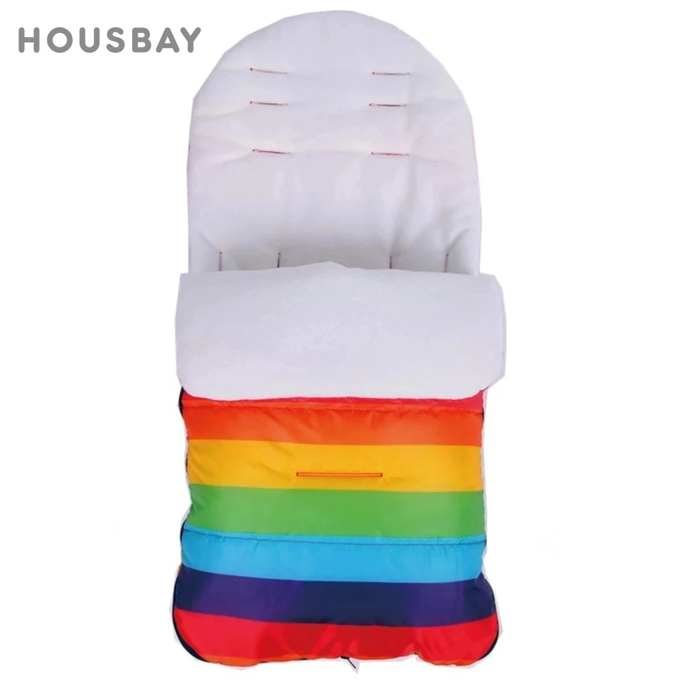 Baby Sleeping Bag Waterproof Baby Stroller Sleeping Bag Winter Autumn Rainbow Baby Carriage Sack Outer Envelopes For Newborns