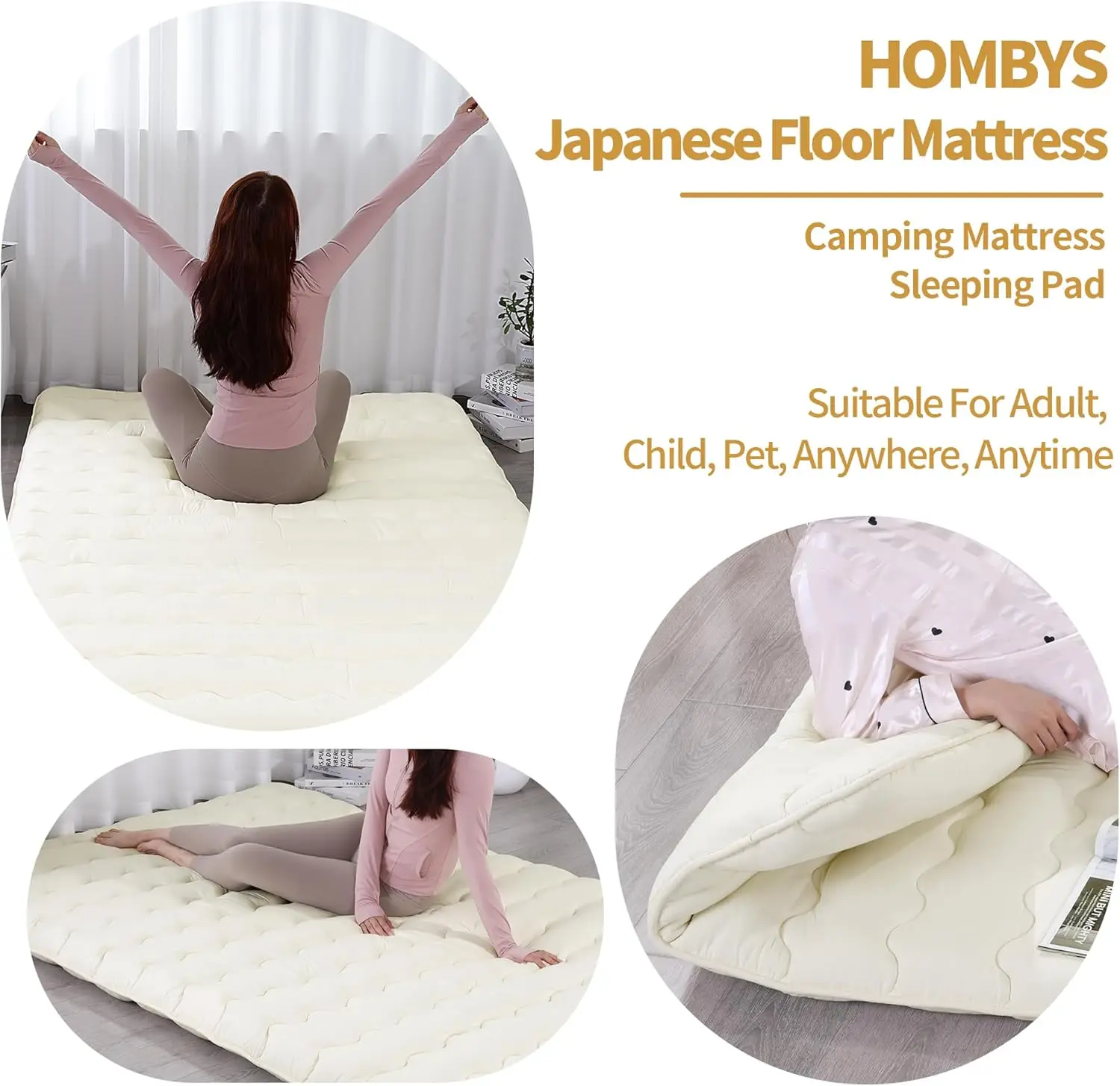 Futonmatras Japanse Vloermatras Full Size, Dikker 4 "Oprolbare Matras Tatami Mat Slaapkussen, Vloerbed Voor Adul