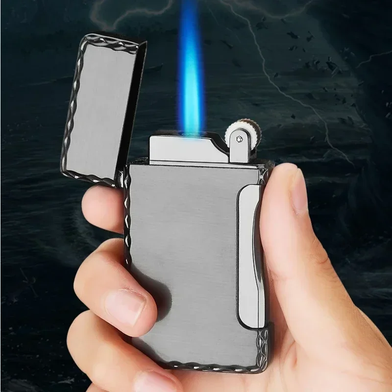 Double Fire Cigarette Lighter Flame Windproof Smoking Accessories Metal Torch Lighter Smoke Cigar Butane Gas Lighters Men‘s Gift