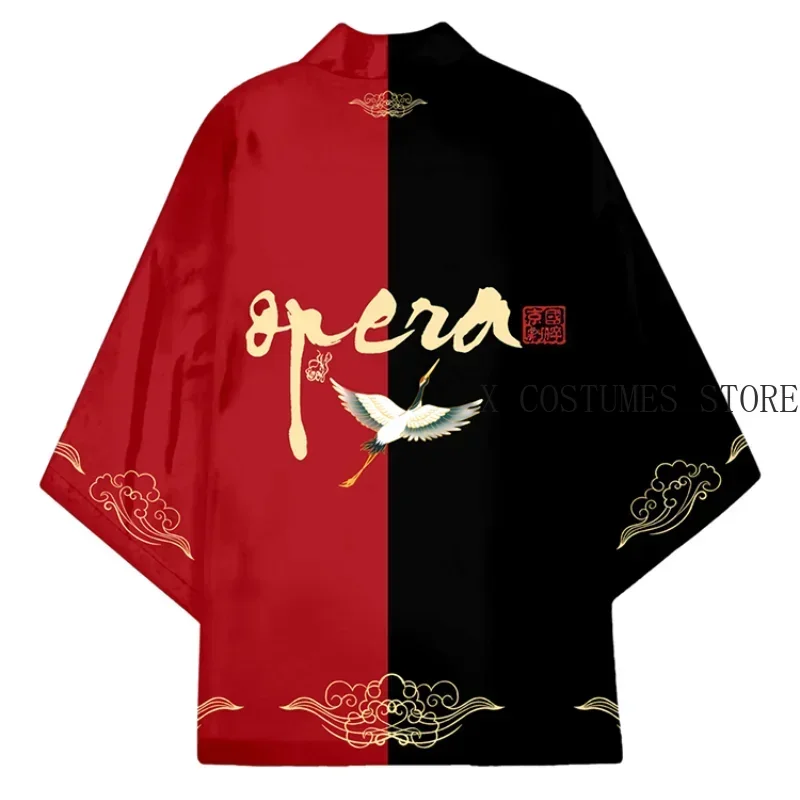 الصينية أوبرا بكين قمصان كيمونو الرجال سترة كيمونو قمصان الشمس وو كونغ تي شيرت التقليدية يوكاتا هاوري معطف كيمونو النساء