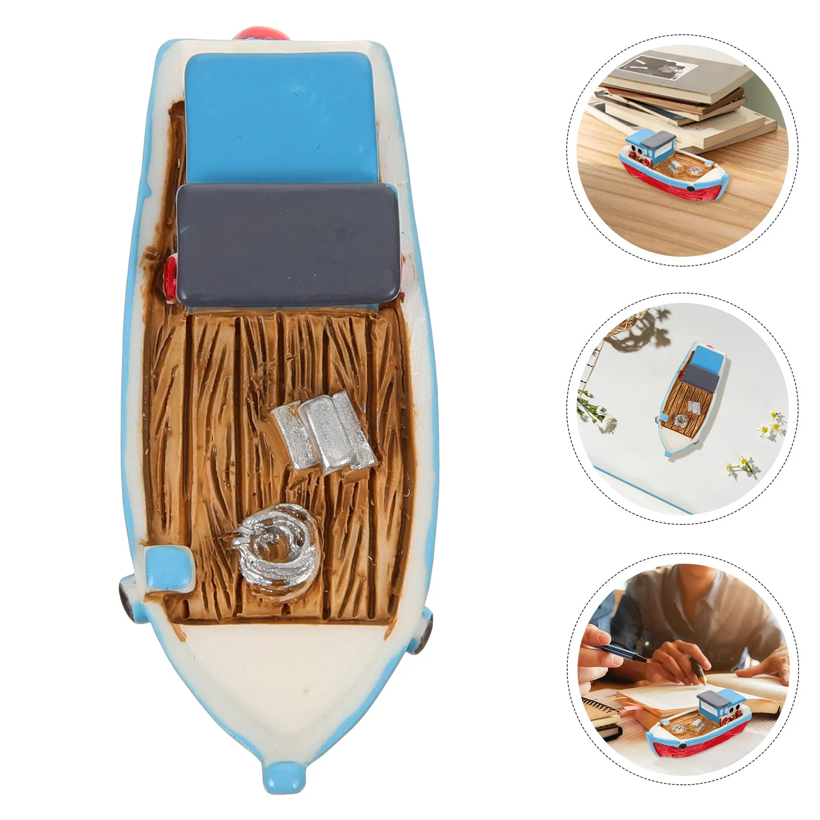 

Miniature Boat Mediterranean Style Resin Desktop Decoration Rustic Beach Theme Accessories DIY Micro Landscape Sand Table