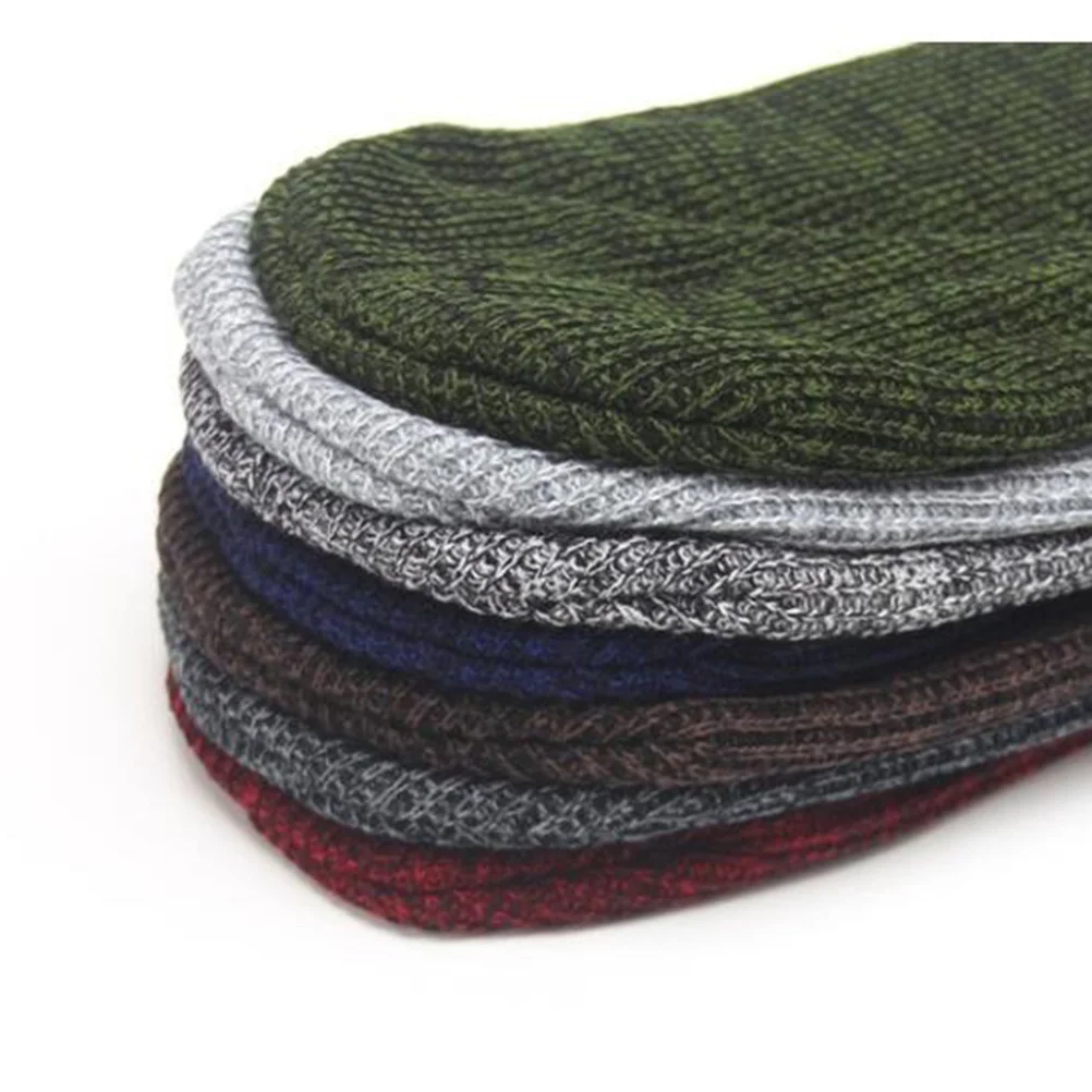 

Knitted Woolen Hat Black Fit Unisex Beanie Warm Winter Ski Cap For Men Women Machine Washable Cycling Style