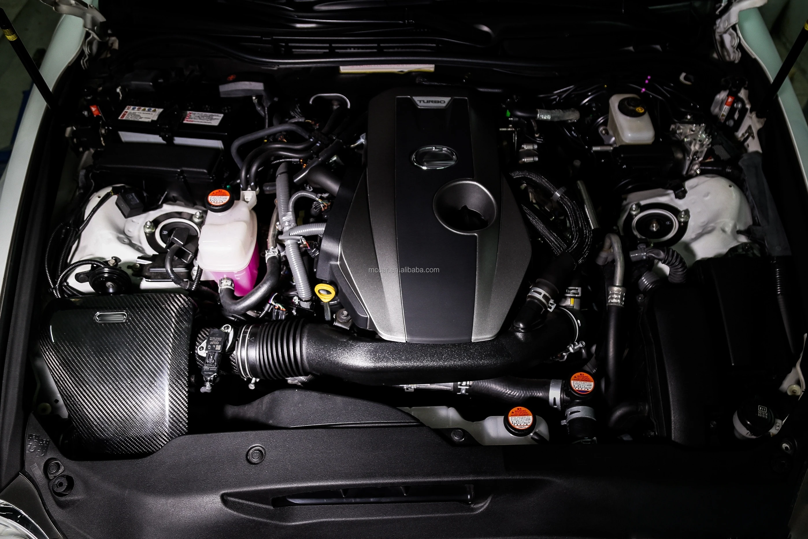 صندوق مدخل هواء من الكربون الجاف الحقيقي لسيارة لكزس GS200T GS300 2.0T 2016 + أنبوب دخول الهواء لإصدار الشارع