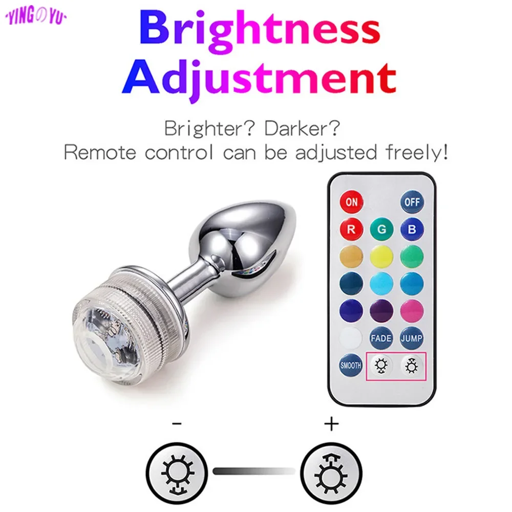รีโมทคอนโทรล Butt Plug LED เรืองแสงฐาน Anal Sex ของเล่นสําหรับผู้หญิงผู้ชายตูด Smooth Anal ปลั๊กโลหะต่อมลูกหมากนวด Intimate Goods