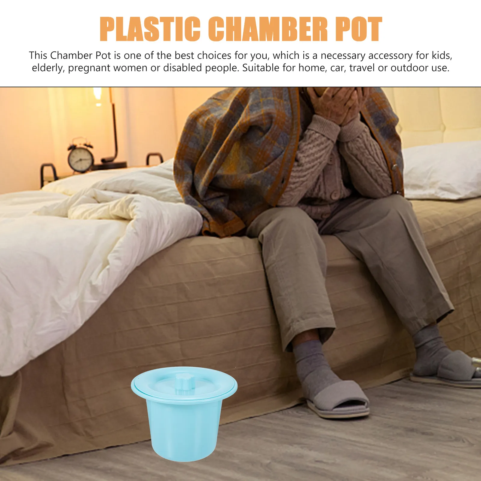 Thick High Grade Plastic Covered Urinal Pot Portable Chamber Pot for Elderly Disabled Pregnant Women Nighttime Home Travel