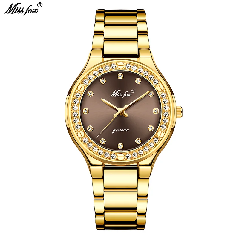 Official brand of free shippingNew Genuine Goods Quartz Gold High-End Rhinestone-Encrusted WatchExquisite women's watch