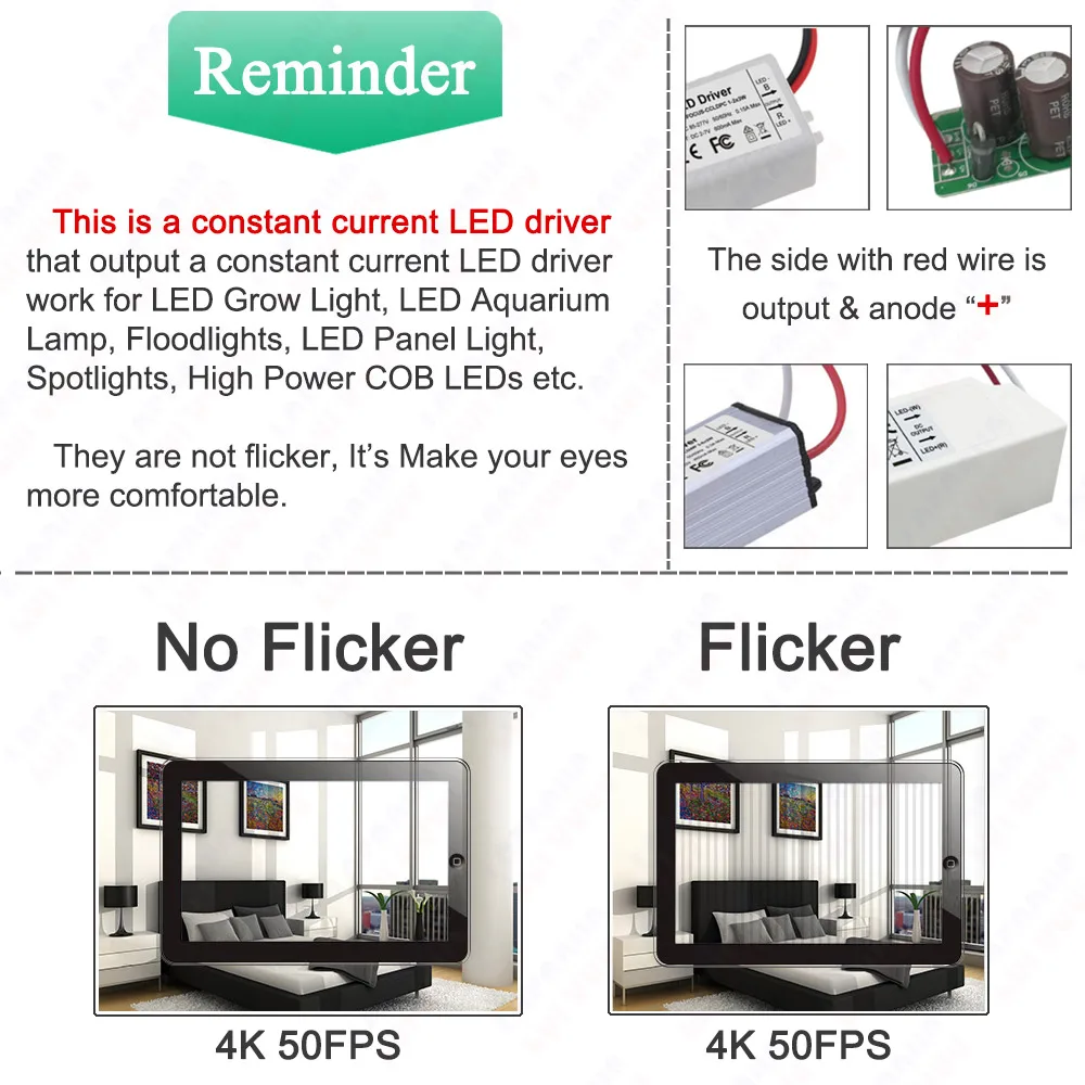 No Flicker 1W 3W 5W 10W 20W 30W 36W 50W 100W LED Driver Lighting Transformers Power Supply For 1 3 5 10 20 30 50 100 W Watt Lamp