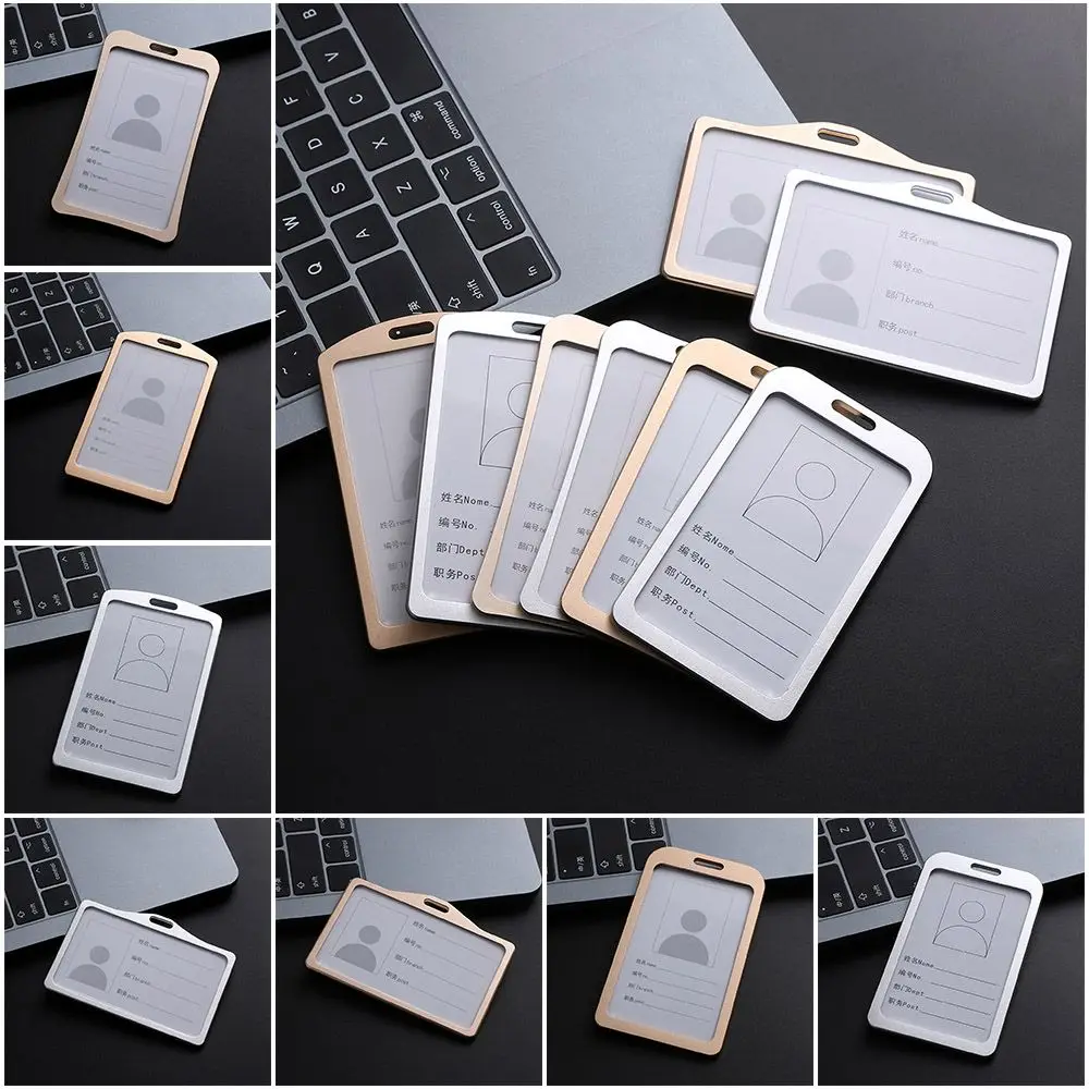 Aluminum Alloy Business Work Card ID Badge Lanyard Holder Hot Vertical Metal