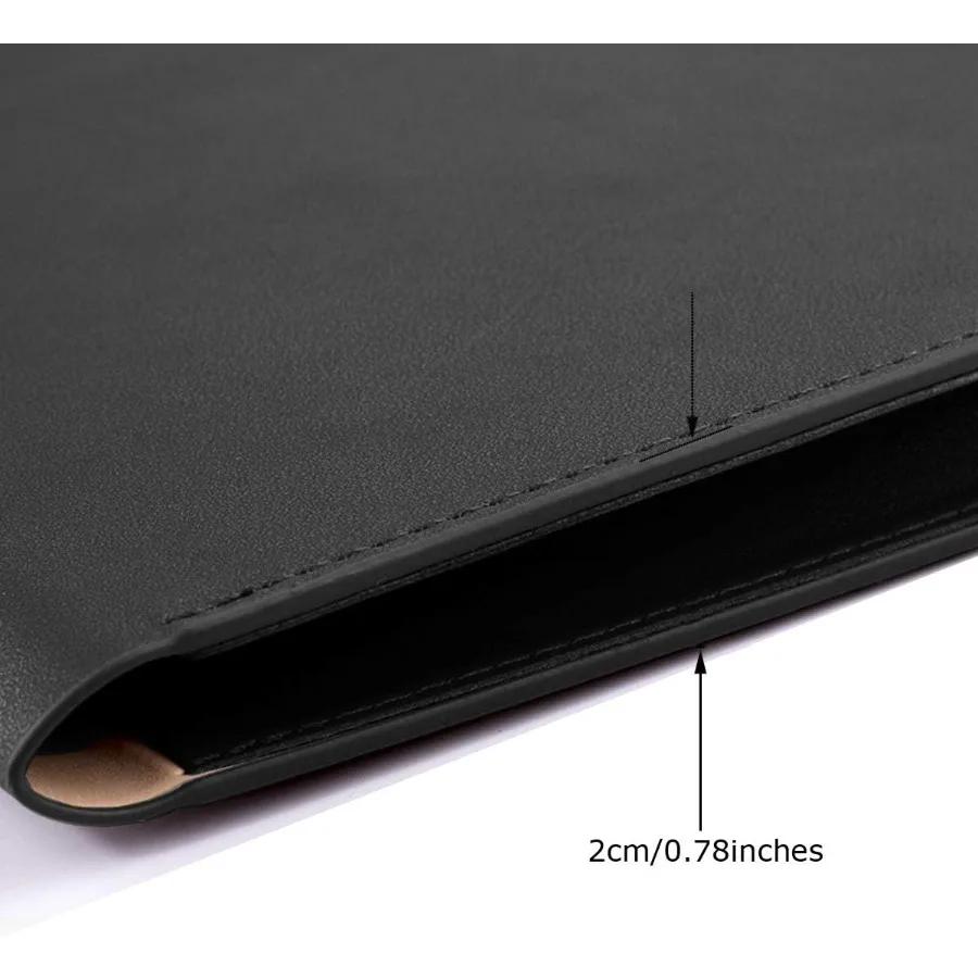 PU A4 Leather File Folder Document Holder Folder Stylish Portfolio Envelope Case with Strap and Invisible Magnetic Closure Blac