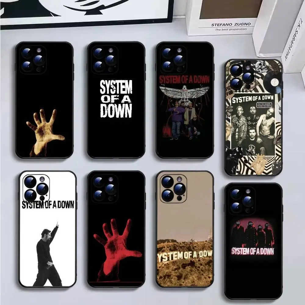

System Of A Down Phone Case For iPhone16,15,14,13,12,11 Plus,Pro Max,XS,X,XR,SE,Mini,8,7,Soft Black Cover
