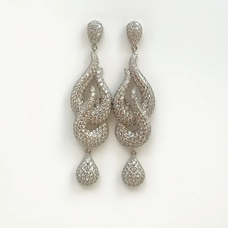 Vintage Long Lab Diamond Dangle Earring Jewelry Party Wedding Drop Earrings for Women Bridal Gift 5