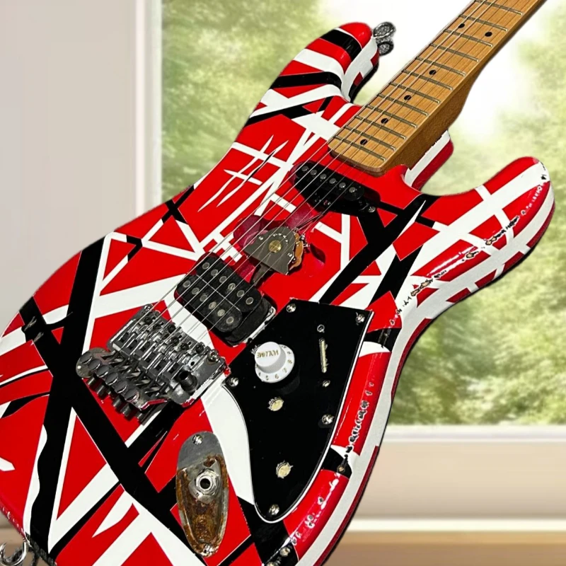 STSS Electric Guitar Red Black White Striped SH Double Shake Rock Heavy Metal Solid Wood Body Maple Neck Free Delivery