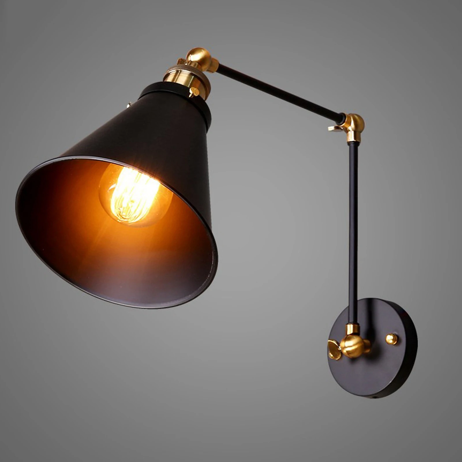 

ZK50 Wall Sconce E27 Vintage Industrial Metal Wall Lamp Arm Adjustable Bedside Reading Light AC85‑265V
