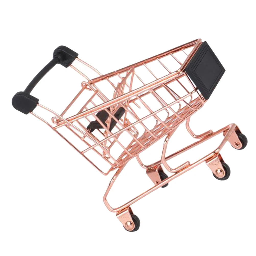 Shopping Cart Miniature Trolley Child Toy Make up Metal Imitated Decor Iron Play House