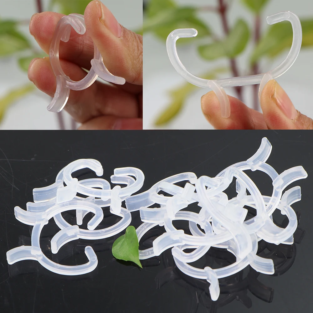 Clear Clip Plant Support Clamp Clip Great Flower Vine Vegetable Lever Loop Hold Stems Transparent Plastic Garden Fixture Gripper