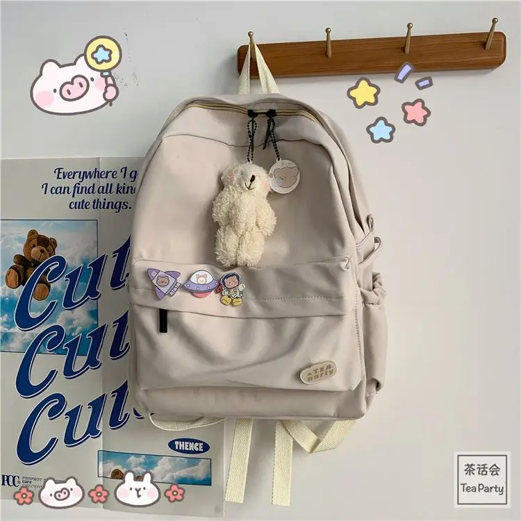 Mochila de Nylon impermeável para mulheres, bolsa de viagem feminina, mochila para adolescentes, cor sólida Bookbag, alta qualidade, novo