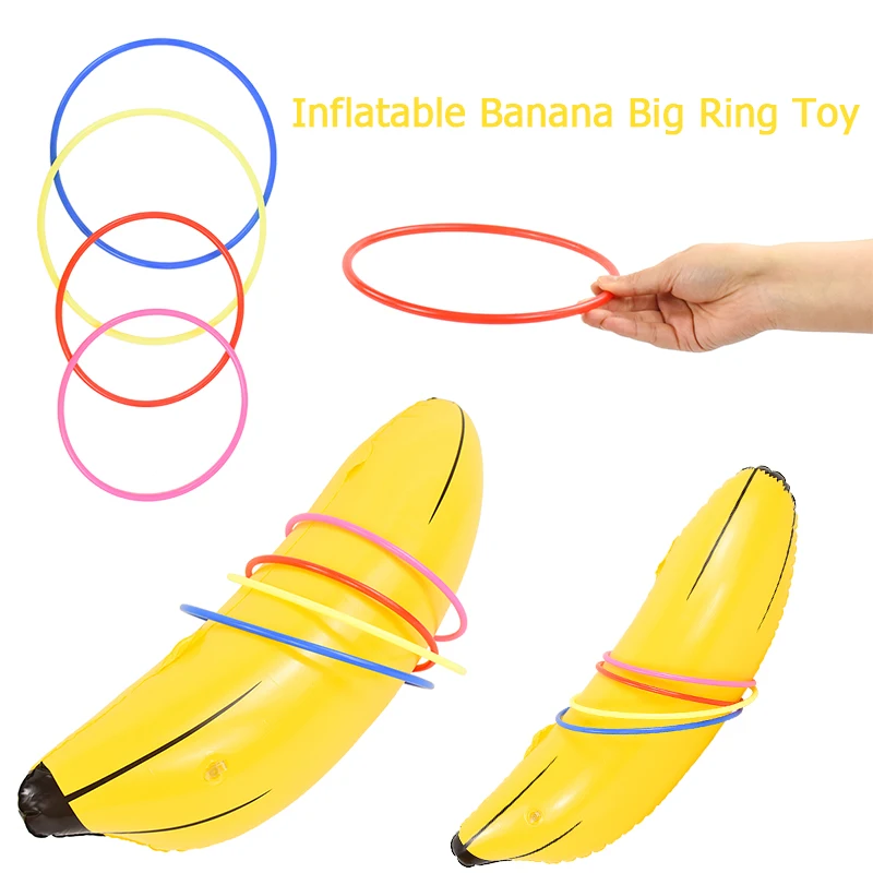 

5PC Inflatable Banana Big Ring Toy Stage Photo Props Single Bridal Shower Decor Party Game Bachelorette Balloons Toss Beach Toy