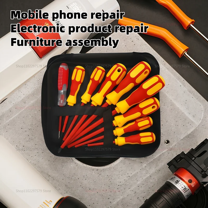 ชุดไขควงแม่เหล็กไฟฟ้าอเนกประสงค์ พร้อมหัวไขควงแบบฟิลลิปส์และแบบแบน หุ้มฉนวน สำหรับช่างไฟฟ้ามืออาชีพ