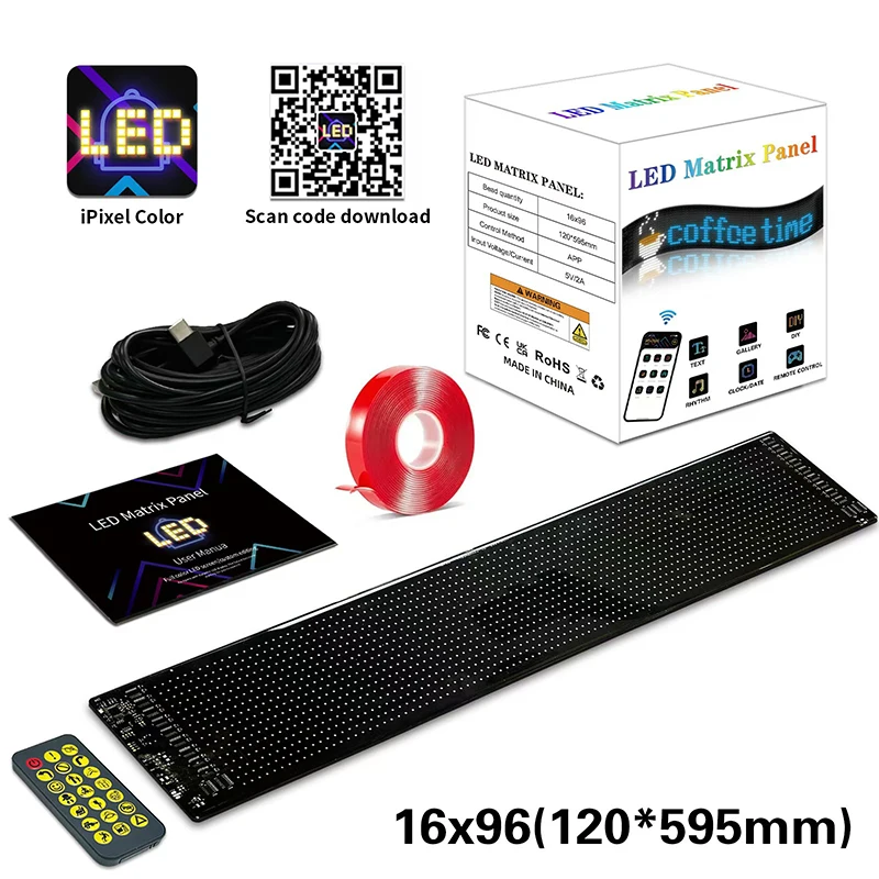 Panel piksel matriks LED, USB 5V fleksibel pola RGB gaun, tampilan teks animasi geser grafiti dapat diatur, toko mobil, aplikasi Bluetooth