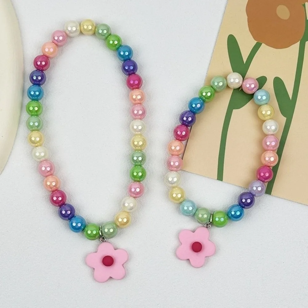 Cute Adjustable Beaded Cat Flower Pendant Candy Color Cat Pet Neck Chain Pet Jewelry Elastic Dog Cat Pet Collar Kitten Puppy