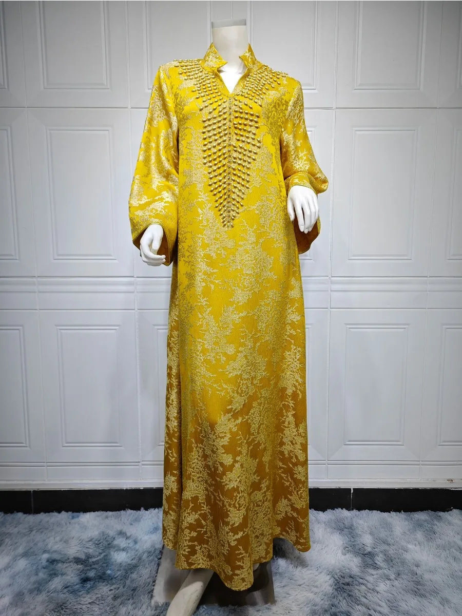 Eid Evening Dress Sequins Muslim Women Abaya Embroidery Party Dresses Ramadan Abayas Caftan Kaftan Elegant Beading Vestidos 2024