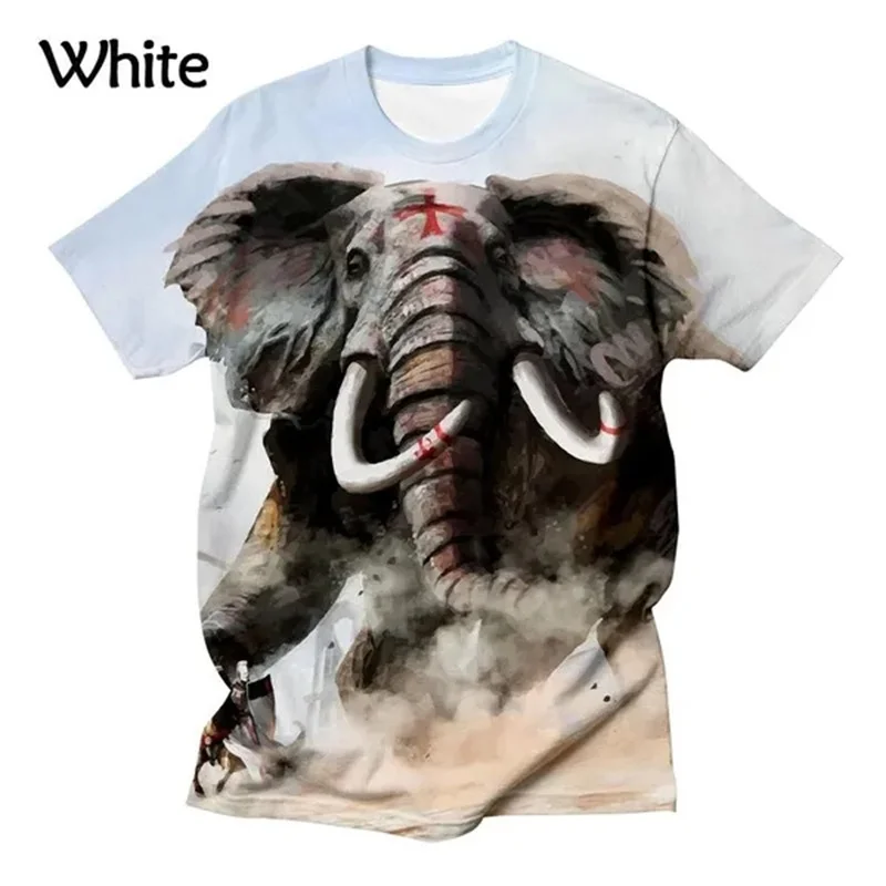 Elephant 3D Printed T-shirt New Hip-hop Funny Personality Fashion Short-sleeved Top Cool Graphic Tee T-shirt Plus Size Xs-4xl