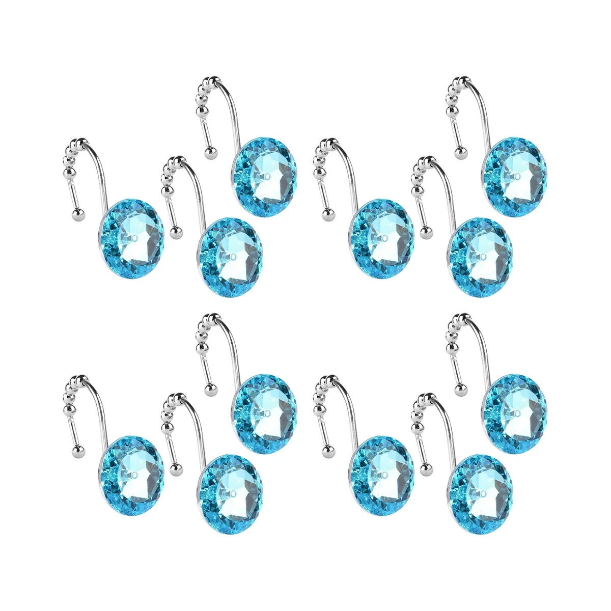 

Shower Curtain Hooks Rings 12Pcs Rolling Shower Curtain Hooks,Rust Proof Decorative Window Shower Hooks Blue