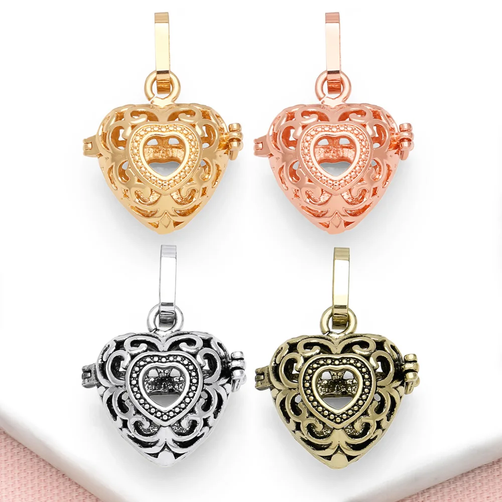 OCESRIO Collar con colgante de bola de armonía con corazón hueco retro para embarazo, bola de los deseos chapada en oro de cobre, PDTB406
