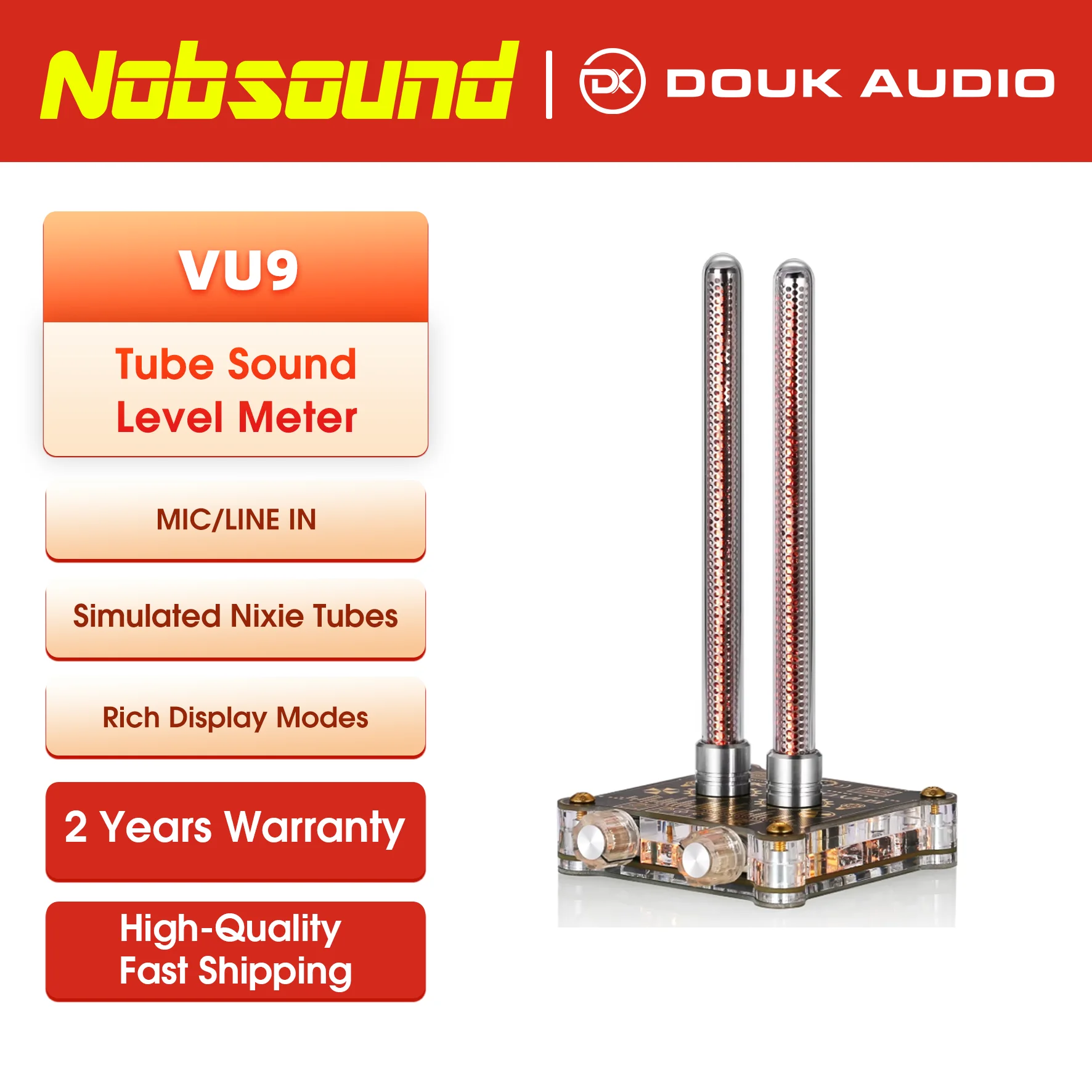 Nobsound VU9 Vintage Pixie Tube Sound Level Meter Audio Display Analyzer Music Spectrum MIC Pickup Lamp