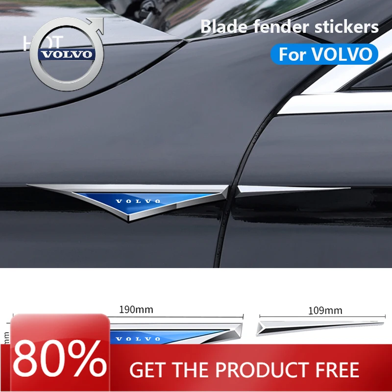 

2026 Hot For VOLVO Car Body Protective Metal Sticker Car Fender Side Blade Badge For Volvo Xc60 Xc90 V60 S60 V90 XC40 S90 S40 20