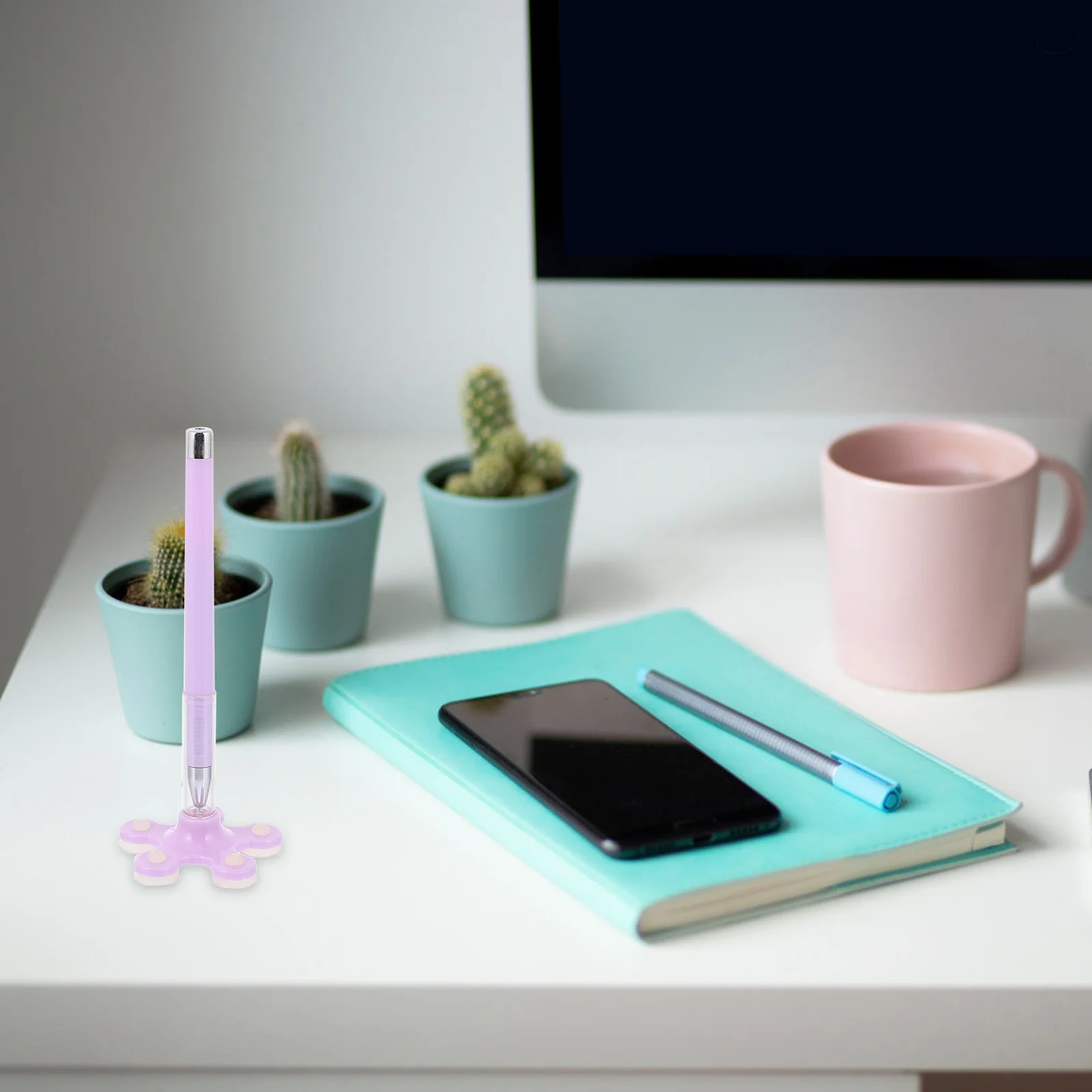 

10pcs Phone Holder Multifunctional Suction Cup Design Smooth Writing Medium Point Pens For Office School Students Portable Sign