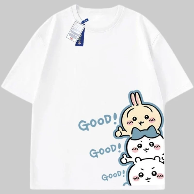 T Shirt Chiikawa Usagi Short Sleeve Cotton Breathable Quick Dry Wrinkle Resistant Summer Casual USA Print Anime Kawaii Mens New