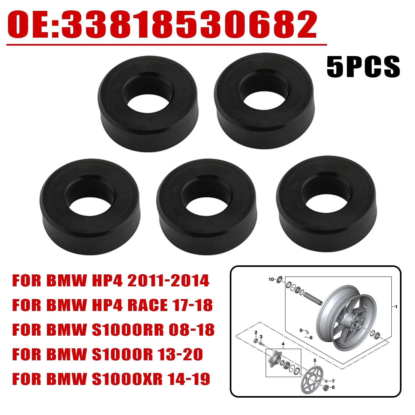 For BMW HP4 2011-2014 HP4 RACE 2017-2018 S1000RR 2008-2018 5pcs Motorcycle Rear Wheel Hub Buffer Rubber Sprocket Damper