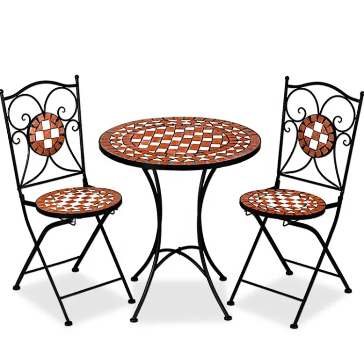 #@Retail Round Metal Balcony Courtyard Bistro Garden Coffee Restaurants Camping Folding Furniture Tables and Chairs
