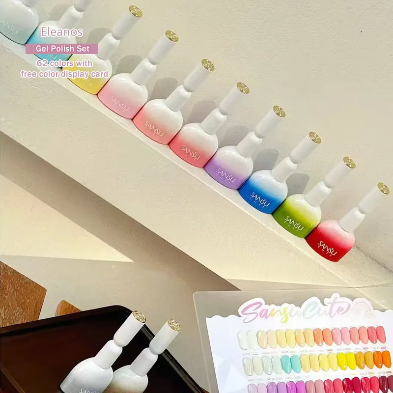 엘레아누오스 62색 젤 폴리쉬 세트 가을 겨울 핫세일 컬러 젤 키트 네일 아트 디자인 풀세트 바니쉬 세미 퍼머넌트 네일 젤