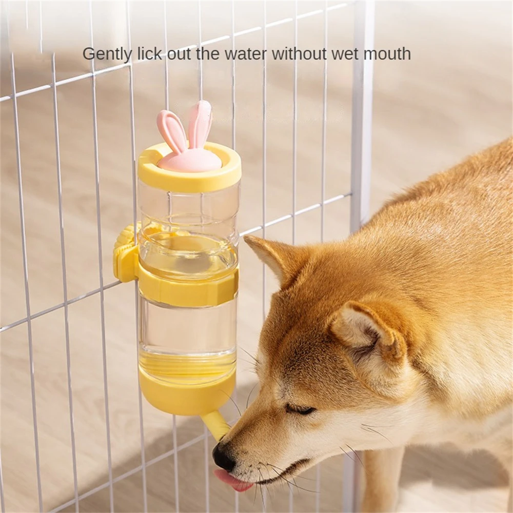 Pet Water Bottle Safe Material Gently Lick The Water Plastic + Stainless Steel Material Small Size 550ml Pet Supplies Pet Food