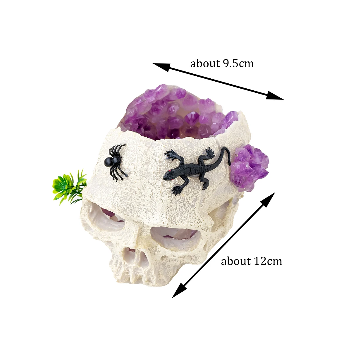 1PC Natural Crystals Healing Stones Amethyst Tooth Flower Skull Hand Crystal Feng Shui Ornament Home Decoration Halloween Gift