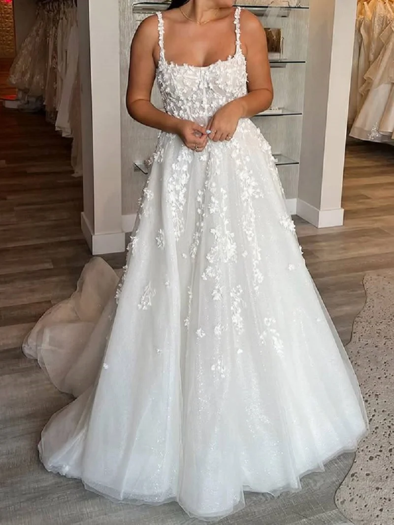 

Customized Temperament Tulle A-Line Spaghetti Straps Appliques Evening Dress Sexy Sleeveless Strapless Bespoke Occasion Gowns