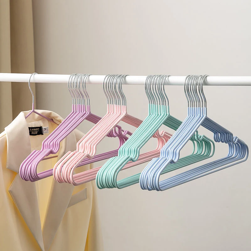 

10pcs Metal Traceless No-slip Clothes Hangers Durable Strong Clothes Racks Household Space Saver For Organization Of Closet