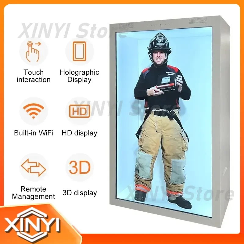 for 55 Inch Transparent LCD 3D Advertising Display Box Media Player Intelligent Signage with Interactive Touch Showcase