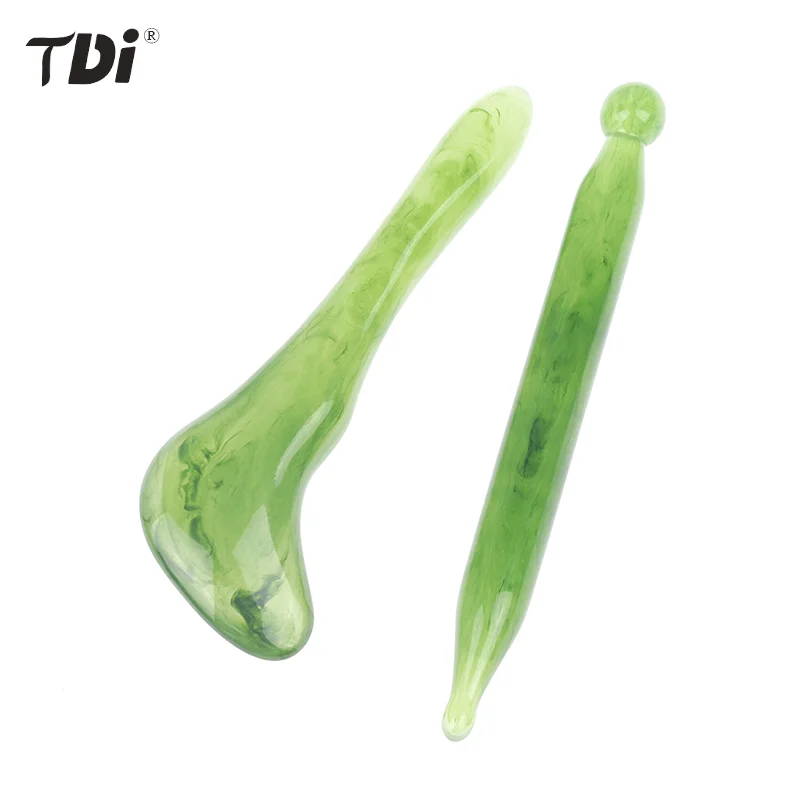 Handmade Natural Jade Face Acupuncture Point Guasha Massage Stick SPA Therapy Jade Stone Gua Sha Scraping Massager